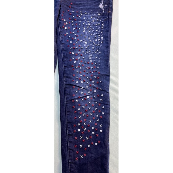 Cult of Individuality Zen Slim Curvy Distressed Jeans‎ Patriotic Stitching Sz 29 - Picture 1 of 12
